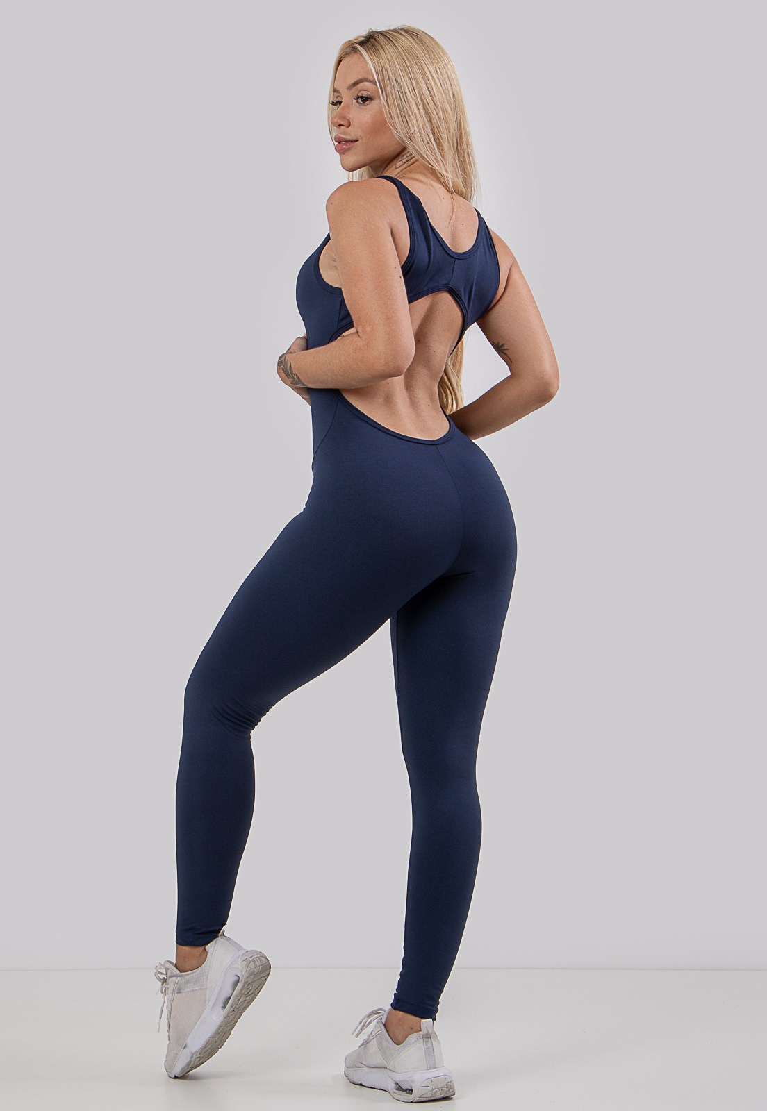 MACACÃO FEMININO ATHLETICA LONGO SUPLEX MARINHO